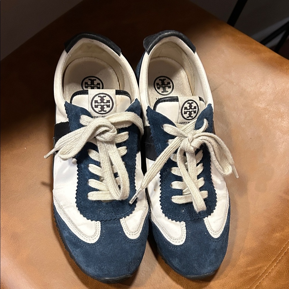 Tory Burch Navy and Cream Sneakers